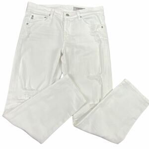 AG Adriano Goldschmied ExBoyfriend Distressed Slouchy Denim Jeans Size 28R White